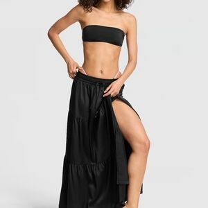 NWOT Black Satin Maxi Skirt